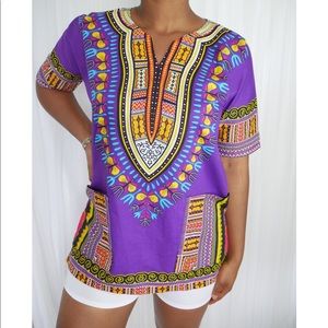 African Dashiki Top/Tunic UNISEX - Purple